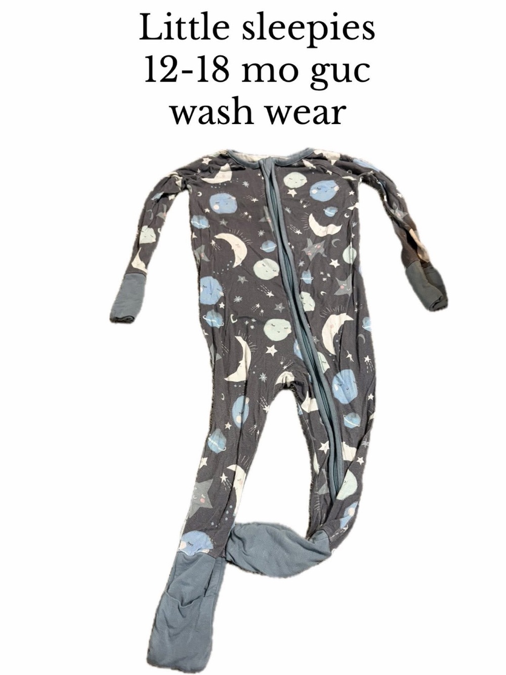 Little sleepies to the moon and back bamboo zippie pajamas 12-18 month